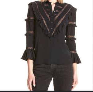 Rebecca Taylor Black Blouse - Elegant Cutout and lace detail -  NWT - Sz 4